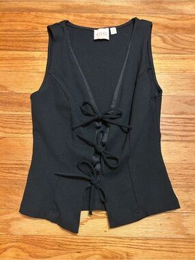 Good Luck Gem Black Tie-Front Tank Top